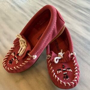 Minnetonka Kids Moccasins - Deep Red